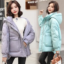 羽绒服女2021冬季时尚盘扣设计感小众短款大码宽松，女装羽绒服，笃写