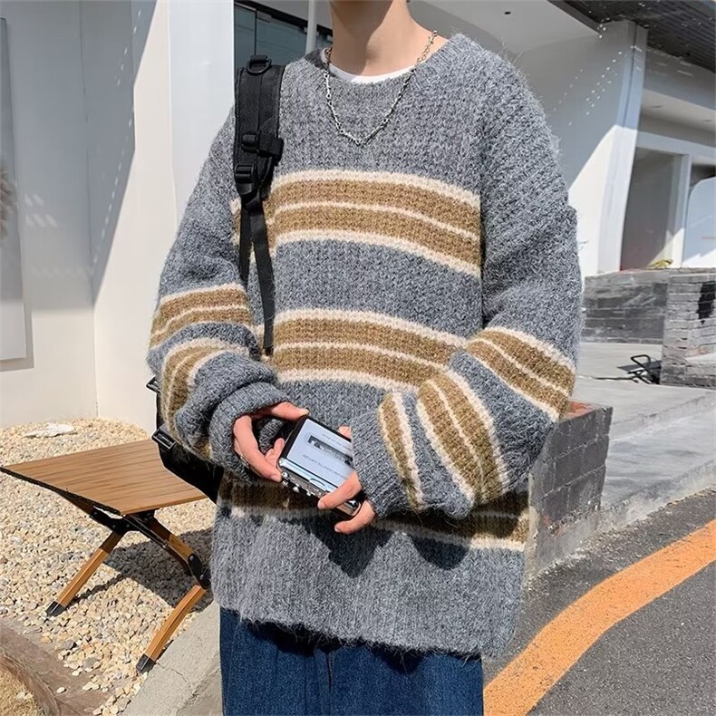 美式街头设计感圆领毛衣男慵懒风休闲针织衫MY13P46,男装针织衫/毛衣,星座1116-2