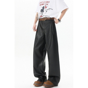 8XL-M 特大码皮裤男直通休闲裤软软PU皮宽松阔腿男K9102P75控95图片