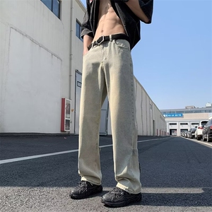 牛仔裤男高街vibe潮牌小众痞帅美式水洗拉链直筒休闲长裤WN72-p45图片