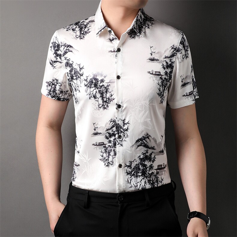 男士2023夏季新款短袖衬衫打底衫商务休闲男装ZL81166-P85,男装衬衫,星座1105-3