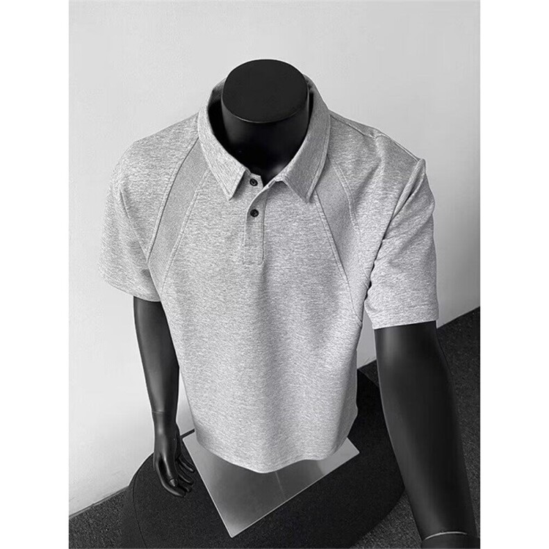 夏季正肩翻领polo短袖上衣男款潮流简约宽松百搭半袖t恤PL22P35,男装T恤,星座1013-1