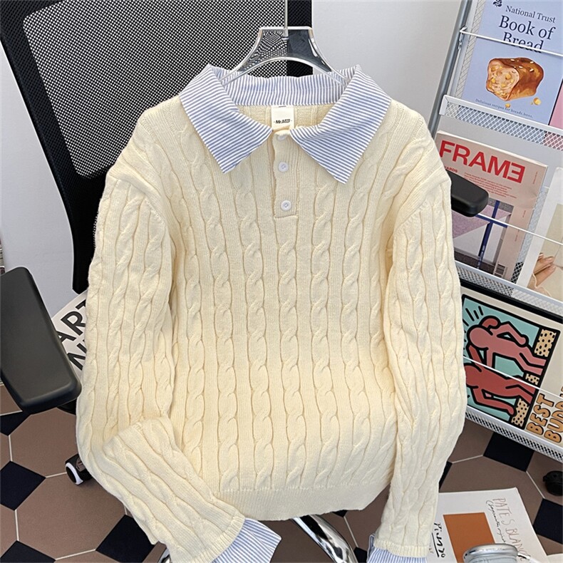 秋冬新款假两件毛衣针织衫套头高品质北极绒上衣MY407H-P63，男装针织衫/毛衣，电商A227A