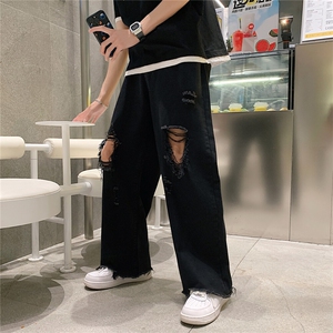 k706-p48-控68  破洞牛仔在高阶宽松大码牛仔裤cityboy图片