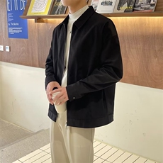 秋装微宽翻领工装短款外套男士加绒纯色长袖休闲薄夹克F01，男装夹克，星座1116A-2（原606A-1）