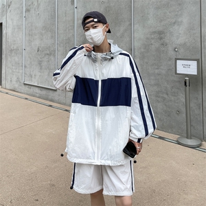 夏季时尚连帽防晒套装男 运动风撞色防晒衣夹克 XZ514-2-1606-P98图片