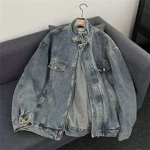 【有货】DY2317-特P70美式潮牌重工水洗机车风牛仔外套春秋季夹克图片