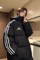 中性过膝棉衣织带三条杠长款加厚情侣羽棉服外套男G1076P168，男装棉衣，电商A339
