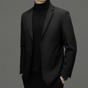 2023年冬季新款男装西装领商务休闲羽绒服中年保暖加厚短款外套图片