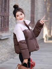 冬装新款时尚休闲拼色加厚短款羽绒服新标90白鸭绒，女装羽绒服，姿衣坊