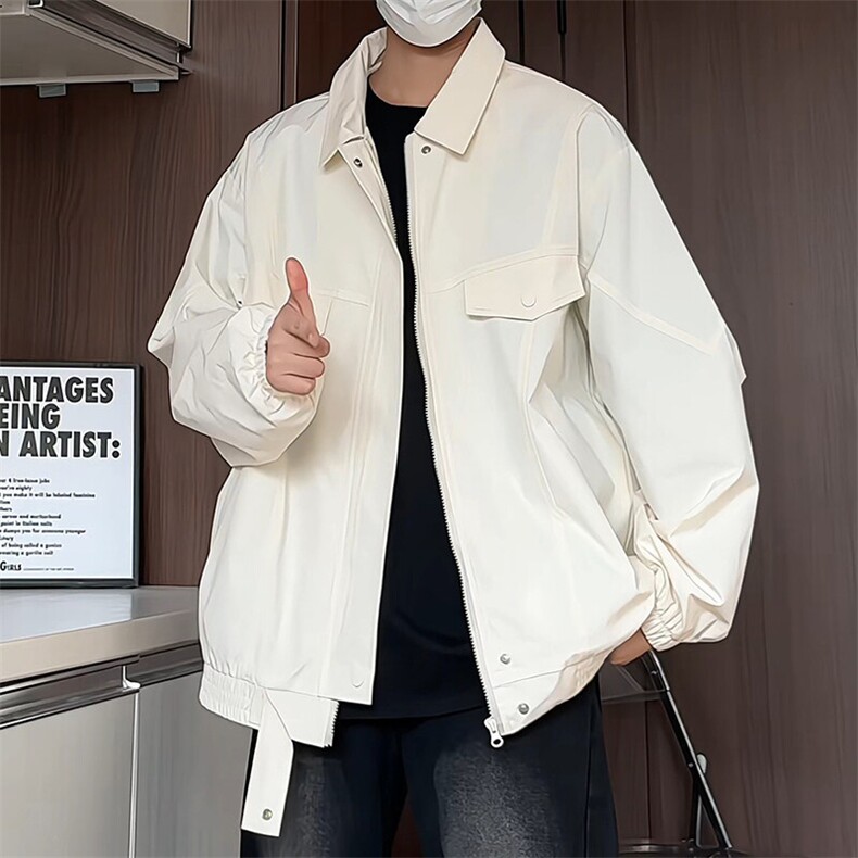 JK5005/P65春装新款个性纯色立领工装夹克男潮流上衣飞行员外套,男装夹克,电商A141