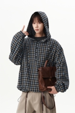 宽松学院风日系百搭情侣外套复古格子美式衬衫HY902TP45控88，男装衬衫，电商A102B