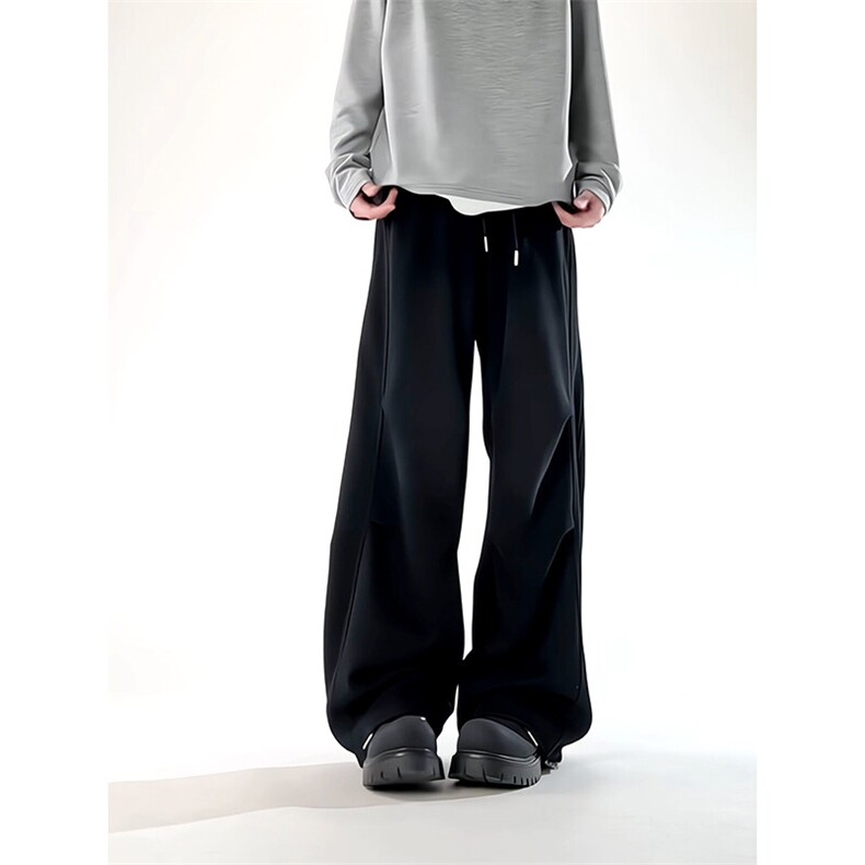 【现货】A766-特P50-控98春秋水洗做旧卫裤褶皱弯刀裤宽松休闲裤，男装休闲裤，电商B335