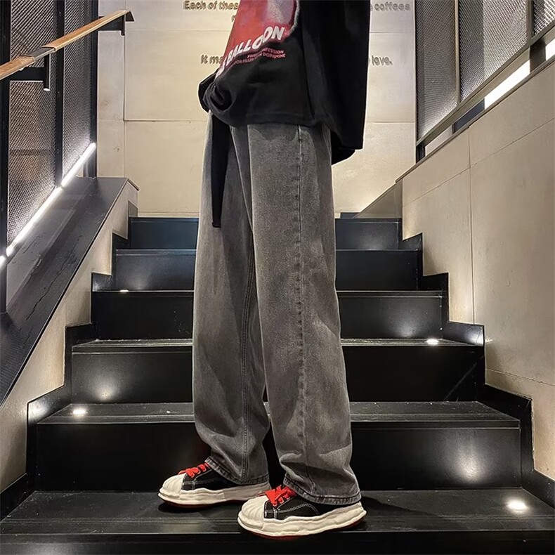 春秋牛仔裤男宽松ins潮牌阔腿裤2023新款男生长裤子N020-P45,男装牛仔裤,星座308B-1