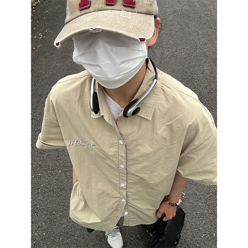 夏季新款速干短袖刺绣衬衫潮流港风宽松百搭男半袖CS285-P35,男装T恤,星座301C-5