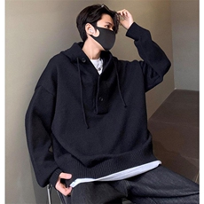 重磅秋冬装北极绒开衫毛衣美式复古休闲慵懒风针织衫加厚连帽外套，男装针织衫/毛衣，电商A486-1