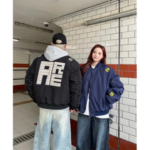 棒球服夹克男女韩版潮流字母刺绣宽松2025春季ins外套W6506-P63图片