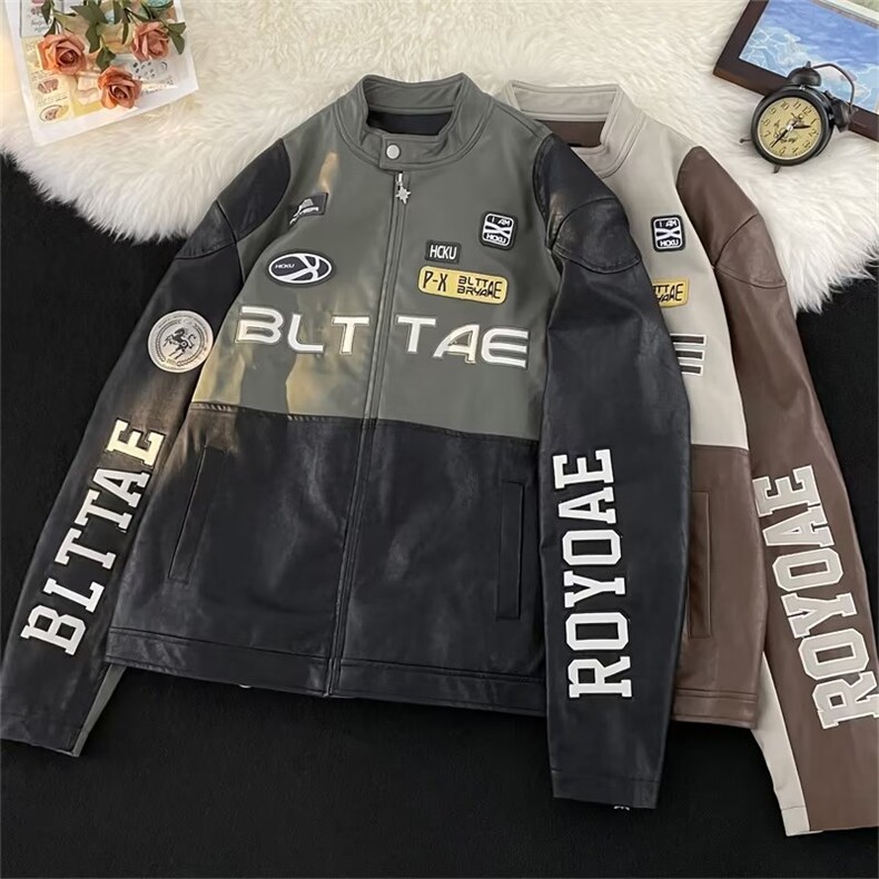 皮衣夹克男美式高街帅机车服个性2023秋冬季新款ins外套W5061-P82,男装皮衣,星座412-3