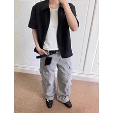 欧洲站2025新款短袖设计感小众衬衫男宽松夏季中式C121S，男装T恤，星座1116A（原606A-3）