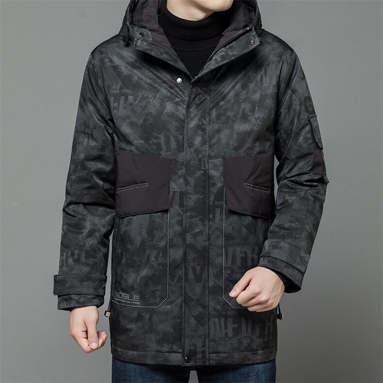 中年男迷彩中长款羽绒服男冬外套白鸭绒爸爸装上衣XXA7022-3-P365，男装羽绒服，电商B212（原钱塘6029）