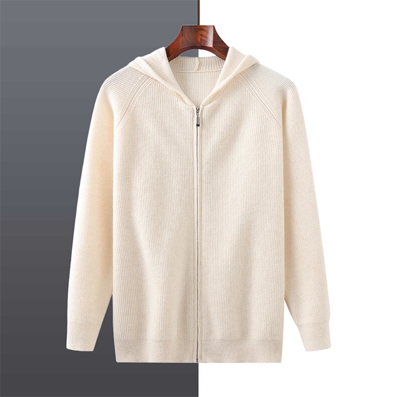2025年秋季新款百搭男士拉链连帽衫，男装羊毛衫，牧绒家园高端店