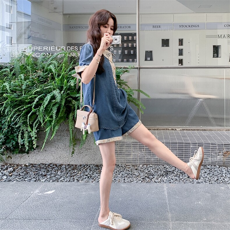 现货2025夏季牛仔拼接套装2C230-8866-P145-K218,女装套装/套裙,2C230
