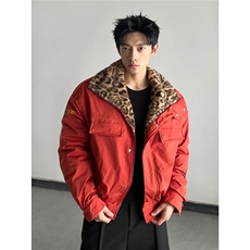 现货美式复古立领豹纹毛领工装加厚保暖棉服外套JK530/P95，男装棉衣，星座205-3