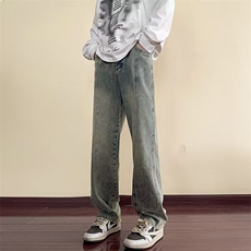 高街美潮春夏破洞重工水洗黄泥牛仔裤K6089-P45，男装牛仔裤，星座1109-3