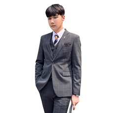 秋冬韩模男英伦西服套装男礼服格子西装三件套A470-TZ15，男装西服套装，电商A207