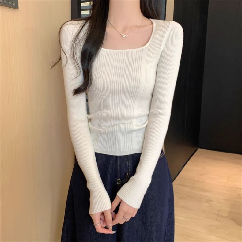 2025年秋季新款坑条u领针织套头上衣时尚休闲百搭，女装针织衫/毛衣，旭驰羊绒