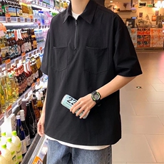 夏季短袖男士韩版简约百搭翻领t恤ins港风宽松休闲体恤潮T065-p30，男装T恤，星座1008-2
