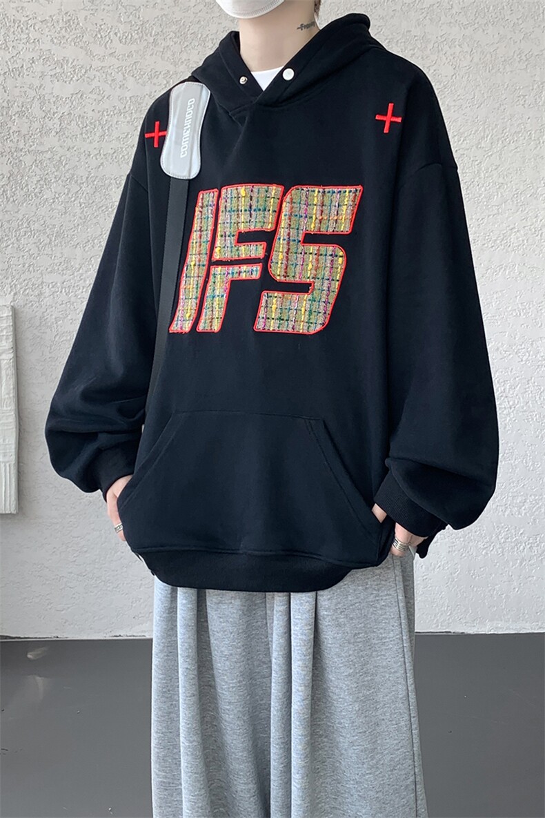 重磅贴布刺绣卫衣大码春秋连帽衫硬挺外套美式休闲上衣WY9108/P65,女装短外套,电商B238