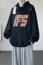 重磅贴布刺绣卫衣大码春秋连帽衫硬挺外套美式休闲上衣WY9108/P65，女装短外套，电商B238