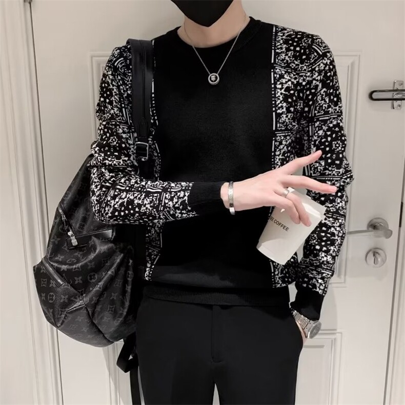 网红潮牌针织衫男秋新款修身毛衣潮流百搭休闲上衣打底衫S234-P45,男装针织衫/毛衣,星座1116A-2（原606A-1）
