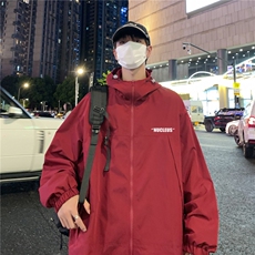 港风夜景秋款字母印花时尚连帽冲锋衣夹克A47-F83807P75控98，男装夹克，电商A247
