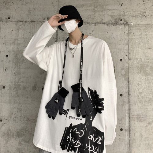 【】A003-CX1703-P35创意印花长袖T恤控价49元黑衣先生,男装T恤,电商A003