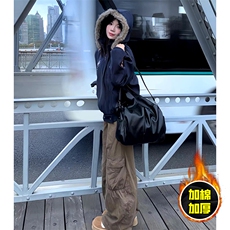 现货高品质美式高街重磅刺绣座山雕大毛毛领棉衣男女加厚棉服外套，男装棉衣，电商A486