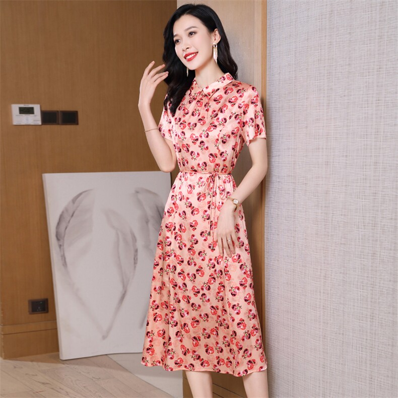 女装店新款POLO领宽松遮肚显瘦休闲中长款减龄洋气连衣裙，女装连衣裙，阿舍尔精品