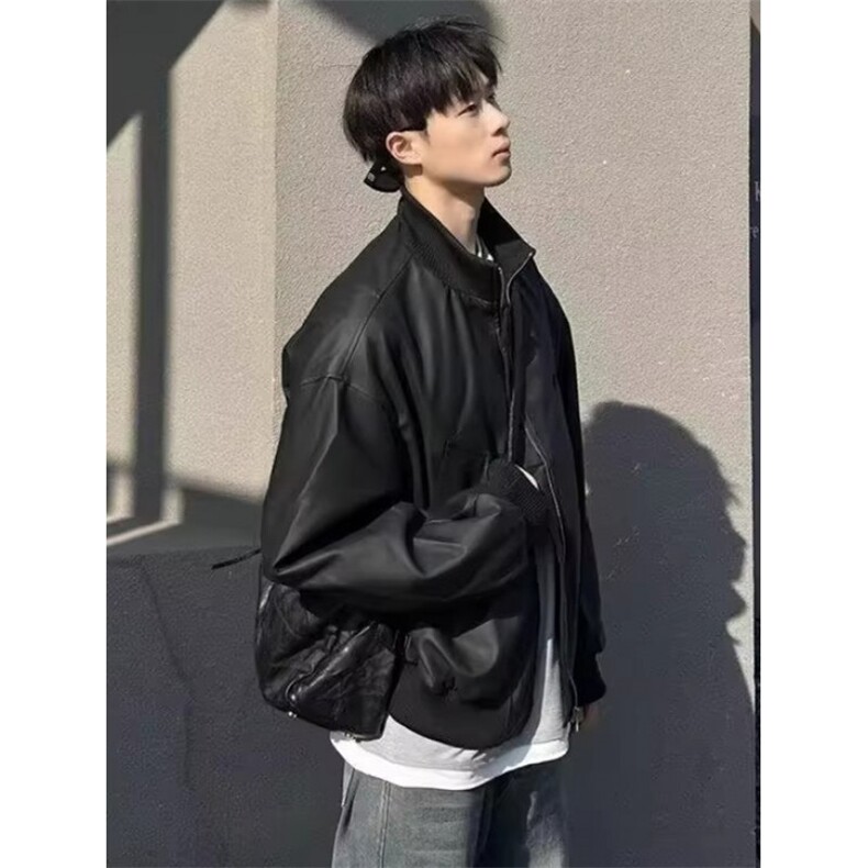 春季男士新款超柔软PU休闲棒球领皮夹克外套JK1290,男装夹克,星座1116A（原606A-3）