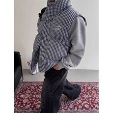 织格子刺绣立领门禁款棉衣棉服马甲外套男女同款MJ913P65，男装背心/马甲，星座1013-5
