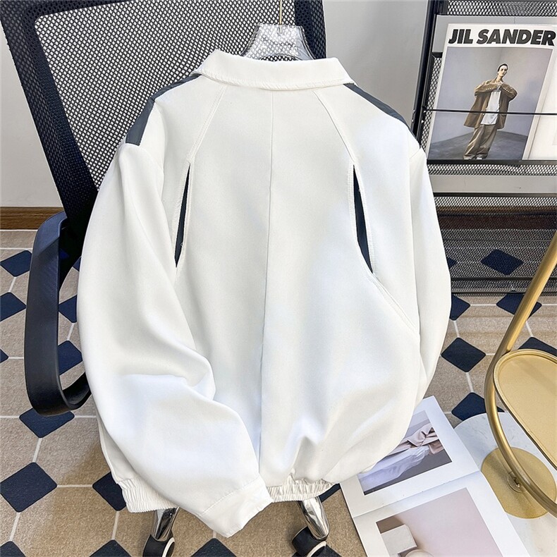 秋季美式个性拼色痞帅休闲夹克男设计感垫肩潮牌外套W1046/P65,男装夹克,星座506B