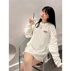 文艺慵懒百搭新款气质刺绣款纯棉螺口长袖T恤无品牌潮流日系流行，男装T恤，星座1210-1