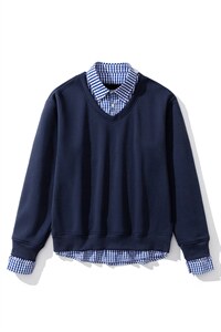 可二开假两件V领卫衣大码M-5XL;棉底部聚酯纤维78035P58图片