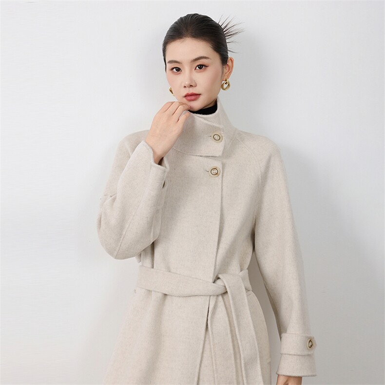 新款双面呢大衣羊毛大衣女中长款经典赫本风秋冬新款毛呢外套,女装双面呢大衣,贝源羊绒