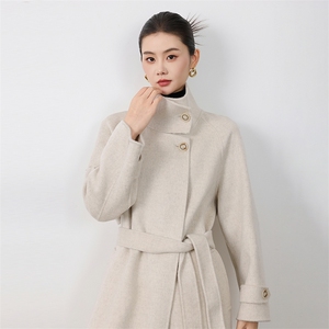 新款双面呢大衣羊毛大衣女中长款经典赫本风秋冬新款毛呢外套图片