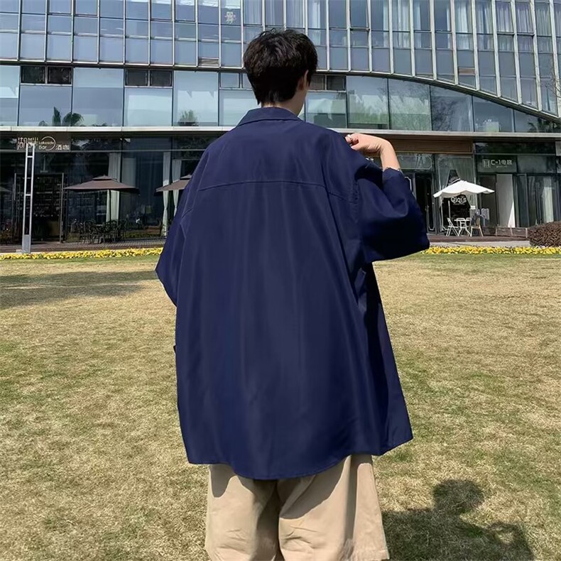 短袖衬衫男夏季薄港风日系外套oversize痞帅设计感衬衣CS712-P32,男装衬衫,星座1008