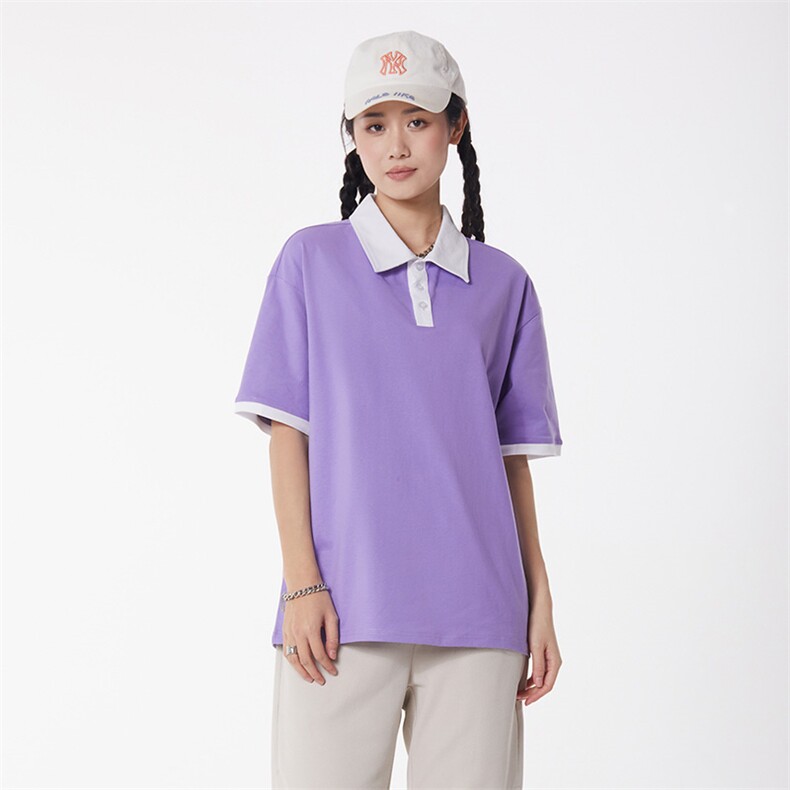 百搭纯色POLO衫男女款大版纯棉打底衫团体班服高克重抖音品质，男装Polo衫，星座301D-4(原星座1004-4）