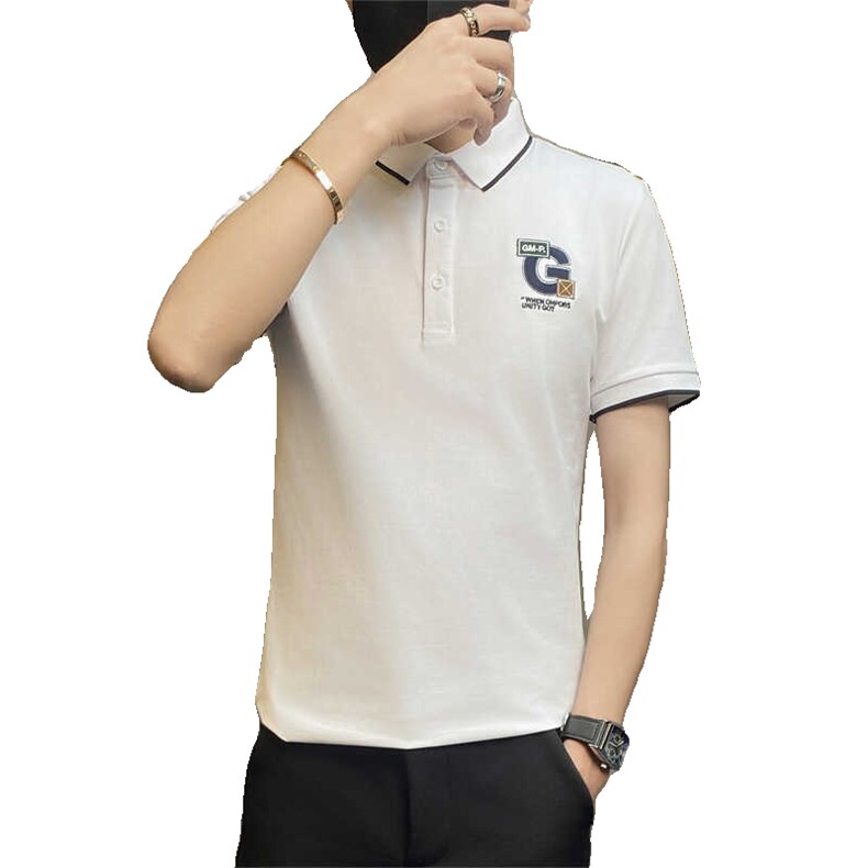 PL032-特P40夏季男士短袖t恤纯棉珠地刺绣翻领Polo衫半袖男大码,男装Polo衫,电商D310B