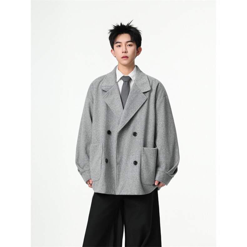 羊驼绒双排扣加绒加厚毛呢大衣504-F57-P90控128（加绒P100控148,男装风衣,星座504