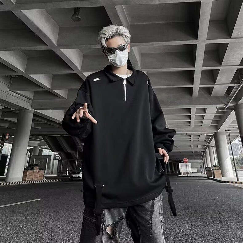 【有货】DA50-P40青少年POLO领文艺潮春秋半拉链翻领POLO衫长袖男,男装卫衣,星座603-2